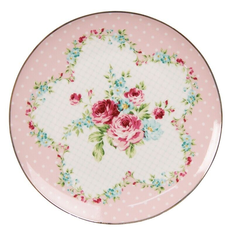 Prato sobremesa Floral Rosa C&E