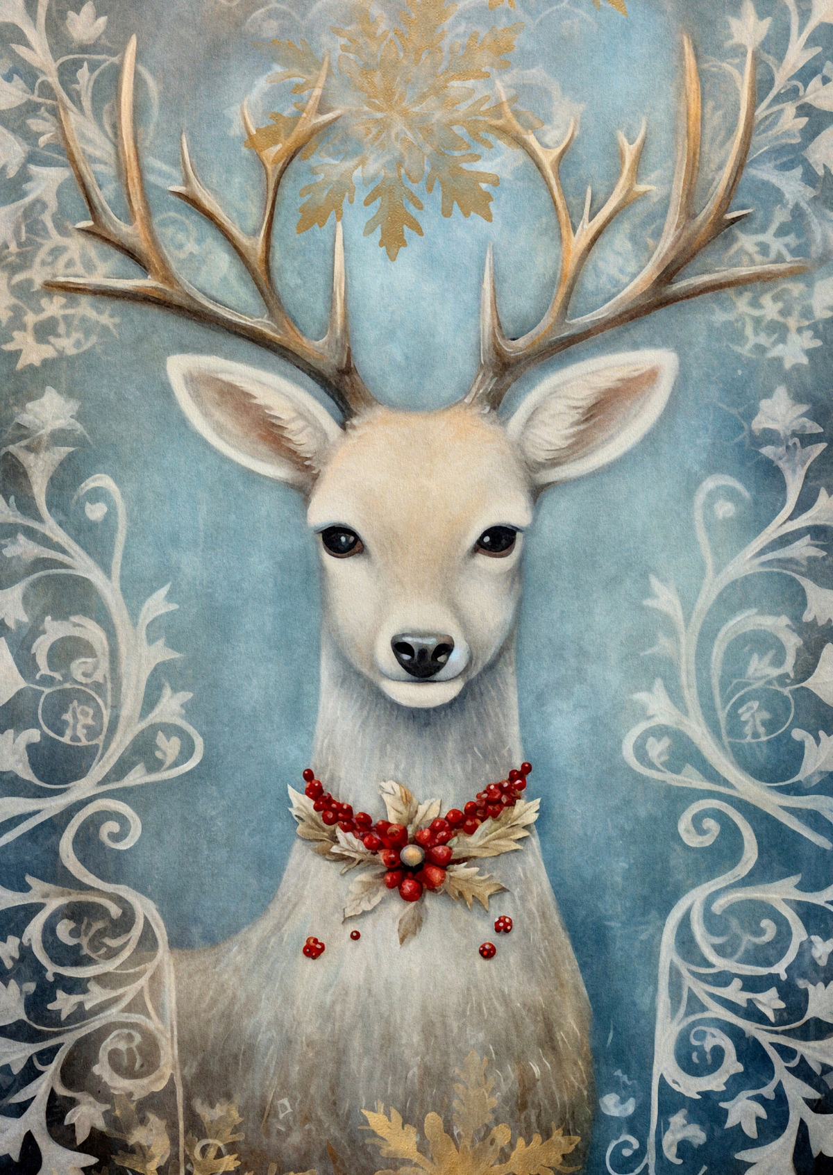 Animais de Natal: Cervo (branco) | Kaart Fripperies