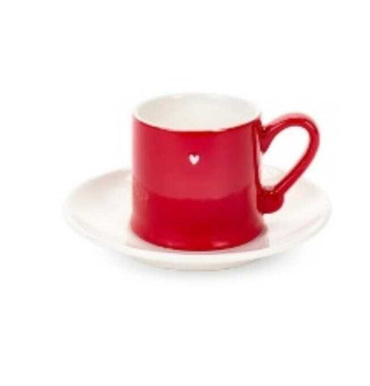 Chávena de café c/pires vermelho coração 80 ML NS