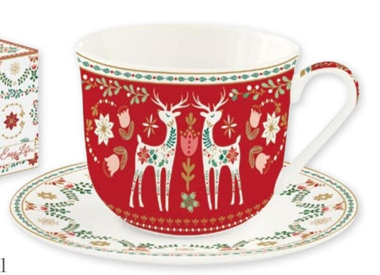 chávena c/pires 400ml Christmas Folk EL
