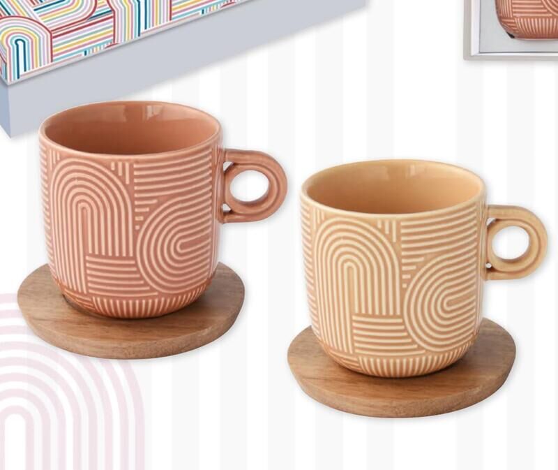 Conj 2 chavenas 250ml c/acacia take a loop EL